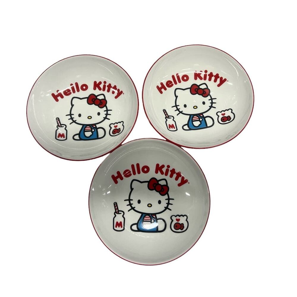 Set of 3 Hello Kitty Bowls, 9 inch Sanrio Hello Kitty Bowl